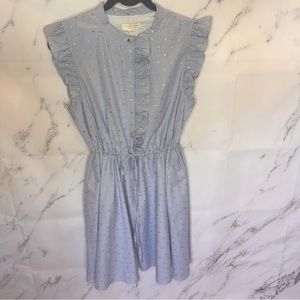 Brand New Ted Baker Ruffle Sleeves Blue and White Print Dress